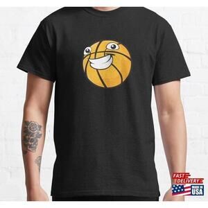 Happy Smiling Cartoon Basketball Face Classic Tshirt Unisex